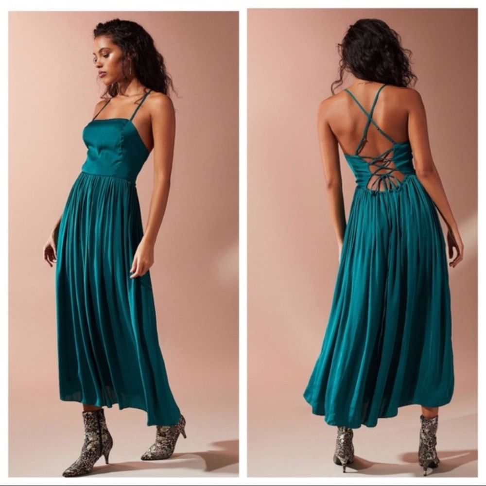 🌿 Morning Light Satin Midi Dress
